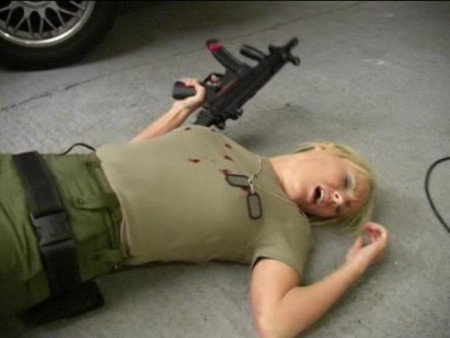 Last Stand - Soldiers Clair and Lynn are involved in a machine gun battle. Both babes are shot by Morrigan.

Starring: Lynn, Clair and Morrigan
Theme: Machine gun
Excellent F/X!

Run Time: 03:46 minutes
File Size: 147 MB 	Format: .MPEG
Category: Shooting