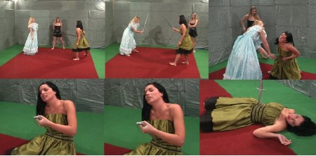 Amazon Special 5 - If you like amazons fighting in nice dresses this is your movie.
Annica stabs the sword deep in Claudias belly.

The fighters are clothed in custom-made 
very special amazon costumes!