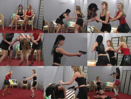 Miniskirt Highheels Event 2 - Monika brutally shoots down 
Bea and Tina, but Ildiko
finishes her with MG.