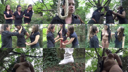 Hanged the traitor 1 - Chloe and Chrissy bring Gabrielle to the forest, they tie the rope around her neck. Then they are telling her, that she betrayed them! 

--------------------------------------------- 

FULL NUDITY, HANGING, CATSUIT, DEATH STARE, OUTDOOR SCENE