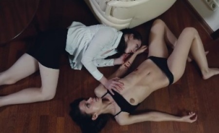 CAPTIVE AND KILLER - Custom

 

Scene 1.  Girl N 1 is lying on a table that is in the middle of a living room. She is unconscious and she is wearing a black sleeveless undershirt with a low revealing cleavage. She is breathing and we can see the rise and fall of her bossom. She slowly regains conciousness and she looks around confused ignoring where she is.

Scene 2. She stands up and seeing around goes straigth to a door and tries to open it, but when she grabs the knob, an electric charge shakes her violently. She feels the forceful shock and she loses conciousness again falling to her knees and then resting on her right side.

Scene 3. The door opens and Girl N 2 gets into the room. She watches the inner body of Girl N 1 and smiles. She kneels beside the girl and turns her body face up, then raises her undershirt revealing her breasts. She caresses the right breast closing her eyes as she does it and humming with pleasure.

Scene 4. Girl N 2 unbuttons her shirt and we can see she is not wearing underwear.  She caresses her breast at the same time she continues caressing the breast of the unconscious girl, who at this point starts recovering.

Scene 5. Girl N 2 covers the girl N 1 breasts with her black undershirt and stands up producing a gun she has in the back of her skirt.

Scene 6. Girl N 1 opens her eyes and sees the other girl that now is aiming at her with the gun. She sits on the floor and asks:  -Who are you? Where am I? Girl N 2 indicates with the gun to girl N 1 to stand up. She does it. Now both girls are facing each other.

Scene 7. Girl N 2 aims directly to girl N 1 chest and says: - Im your executioner and this is the place where you are going to die. She is about to fire but girl N 1 attacks her and both girls fight and struggle. The gun is between both of them and suddenly we hear a shot.

Scene 8. Both girls stand still watching their faces. They separate and we can see blood under girl N 2 left breast. Girl N 1 pushes girl N 2 away and runs to the door, but remembering the electric charge she stops.

Scene 9. Girl N 2 fires her gun hitting girl N 1 in the back. She screams and slowly turns around. She is breathing heavily and stares at girl N 2 with hate. Girl N 2 fires twice and hits girl N 1 on her left breast, she moves backward holding her chest with her left hand then she falls on the floor and after an agonizing jerk she dies.

Scene 10. Girl N 2 watches the lifeless body of girl N 1 and slowly walks towards her but she is fatally wounded so she falls to her knees, she releases her gun and reaches for girl N 1s breast, she touches it and then she coughs and falls face up on the floor with blood coming out of her mouth and dying with her eyes open.