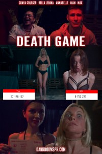 DEATH GAME - DEATH GAME

Duration 38 minutes! 

Sonya Kruger first time in hanging scenes!



CUSTOM

 

CAST:

Bella Lenina, Sonya Krueger, Max, Annabelle, Ivan

 

Just watched it !!! It was very excellent  ! Very realistic and in a way I wanted to watch from my fantasy. I had thought that you would put 4 actors and actresses in the whole movie as I asked but you put some more in the movie because of that the quality of the movie is now HUGE and WONDERFUL ! Thank you very much !
Customer's review

Police Sonya Kruger finds the location of a criminal organization. But she is not expecting to be captured and forced into a sinister show. 

Bright, powerful scenes! Expressive acting! Duration 38 minutes!�

TV show featuring horror and death live, the TV show is broadcast live in the world. A video game-style television show, especially when the hanging show starts, with some numbers, words, drawings displayed on the screen, just like in a video game.
