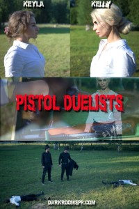 PISTOL DUELISTS - PISTOL DUELISTS
Starring: KEILA (New Actress!), KELLY (New Actress!), Tim, Max

CUSTOM
�You again made a great and delightful movie with a lot of erotic details.
Especially I would like to mention the both (new) actresses.
Keyla is very attractive and natural with a really nice figure.
And Kelly is damned hot with mix of her blond hair, dark eyes and beautiful sensual lips.
From the beginning to the tragic end there is something fateful in girls' expressions and their gestures.
Their costumes are also special - the more common the more sexy...

Especially the mid part when the girls prepare for the duel and listen to the advice of their seconds is quite
erotic for me. It is nice to watch how self-assuredly and above all calmly the girls behave.

And the difference between the concentrated and serious
girls' faces and their shocked expressions when the fatal moment comes
is made in a very nice and precise way.

Really big thanks to your studio for this piece!�

Customer�s Review 

FETISH ELEMENTS:
Dueling, Retro Guns, XVIII century, Historic, Headshot, Shooting, Firefight

PLOT

One lady from a notable family was offended by another lady during a social event and she decided to challenge her abuser to a duel. Another lady agrees. 
They meet in the field and cornermen read the rules. After the instruction the girls go to the positions and shoot� They kill each other, Kelly gets a headshot and Keila gets a bullet to her breasts. 
When the cornermen look at the bodies they talk about the reasons of closing female duels�

IF YOU LIKED THIS SCRIPT PLEASE CHECK OUT
Cowgirls shootout