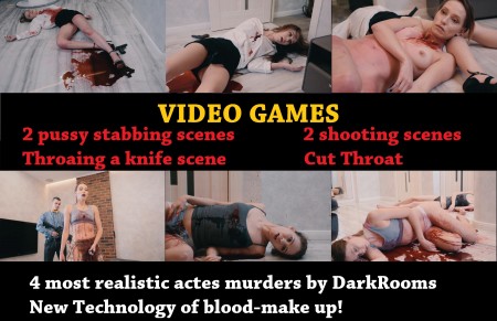 VIDEO GAMES - VIDEO GAMES
C U S T O M
(Quickly Best Custom Rate)
STARRING: Yana, Angelina, Alex

THE MOST REALISTIC STABBING AND SHOOTING FILM WE EVER MADE!
5 Liters of Make Up Blood was used!
In the film, technology with pumps and ruptures of balloons was first used by us to make the blood splash!
4 Bloody Realistic Death!
MACHINE GUNNED
SHOT BY GUN
 CUT THROAT
THROWING KNIFE TO THE CHEST
KNIFE TO THE CROTCH 
KNIFE TO THE CROTCH AGAIN
SHOOTING WITH SHOT GUN TO THE CHEST
SHOOTING WITH SHOT GUN TO THE BACK WITH BULLET FROM THE CHEST!
Machine Gunned with many realistic splashing wounds! 
Shot by Shot Gun with body was thrown hardly  thrown to the floor
Fetish Elements: 
Secret Agents, Office Style Uniform. Forced to strip, Captured, Trying to fight, machine Gunned, Shot, Blood, Stripping After Death

From Now On We Can do it in the customs to you!
Fetish Elements: 
First Episode
Secret Agents, Office Style Uniform. Cut Throat, Pool Of Blood, Agony, Death Stares, Throwing a knife to the chest, putting the knife from the chest and stabbing to vagina, long death, bodypile 
Second Episode
Sexy Student Style, Stabbing to the crotch (very long), peeing with blood, pool of blood, shooting with a shot gun, blood splashing blood from dying body, emotional face reaction, shooting from the shot gun to the back, bullet for departure, sweaty and pale dying body, little fountain of blood, stripping bodies 
Plot
A strange excellent student invited two sexy student girls to play video games. He imagined that they were characters in the game and plunged into the world of his illusions. He imagined how he bloody and terribly dealt with two special agents, cutting one throat, and killing the second girl with a throwing knife and stabbing in the crotch.
The guy was losing in the game, because he played poorly. He became furious with fellow students and could not distinguish the virtual world from the real one, grabbed a knife and stabbed the girl in the crotch with a knife. He tore her inner flesh, from which she screamed terribly, and plentiful masses of blood poured on the floor with urine. From pain and horror, the girl described herself in blood. When her friend returned from the kitchen, having heard screams, the guy instantly shot her to death with a shotgun. The girl flew off in the wall and a little agonized, blood poured on the floor and wall.
After that, the guy killed the first girl, shot her with a shotgun in the back. The bullet tore the maiden flesh through, the girl was already pale, sweaty and lost her mind from pain, horror, agony and the realization of death. She fell to the floor and died in cramps.
After playing a little with bloody bodies, the crazy maniac sat down to play video games without noticing the corpses in his apartment ...
The Price is high but it is MUST HAVE video:
We shot it TWO DAYS long!
We bought plenty of prop-blood! 
We did cleaning and repair work on cleaning the walls and floor after filming
IT IS HOW STABBING AND SHOOTING MUST BE IN THE CINEMA!