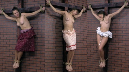 Crucifixion 53 Full HD - The crucifixion.

Different images of the same girl.
Who is she-the one who suffers on the cross-a rural
simpleton or a city lover of sports running?
The cross equalizes all....