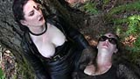 GRACE X Up Close And Personal - GRACE X Up Close And Personal
Starring: Belle Fatale and Caroline Pierce
w/ Jiggery

Grace X and her sophomore recruit are out on a mission to recon and patrol an area in the NW Forest. Grace X is dressed in black with her signature dark shades and tall leather boots. After completing the task at hand they both make their way to the DZ, separately, and tie in with the section chief to be extracted. Agent C is jealous of Grace X and her goal is to take her out and make it look like enemy fire. When they communicate to meet at the DZ, Agent C says, "Don't worry Grace, I got your back, I always have your back. Grace has heard the rumors of how salty Agent C is about Grace's perfect record and kill list, even the manual reads, DON'T MESS WITH GRACE X, in bold letters. This hotshot young agent, dressed in her leather catsuit, tall stiletto boots, and toting a machine gun, means business and high tails it to the DZ to ambush Grace and take over as the number one agent. Grace knows her plan and is set to foil it. She hides her silenced pistol and radio, grabbing her long black stocking from her boot, saying, "This is personal."
Grace hears her coming down the trail and hides in a crouch, ready to strike. When Agent C gets to the DZ, she sees Grace is not there and lets her guard down, just in time for Grace to sneak up and wrap the stocking around her neck. She keeps the Agent upright as she taunts her with the notion of what she is up to. She strangles her hard upright, the leather catsuit banging against Grace's pelvis, and the Agent's big ass stretched in her tight suit, whacks against Grace. After a bout, Agent C gets a boost and elbows Grace in the stomach, doubling her over until she is down. As they both recover, Agent c picks up her machine gun, but before she can get a shot off, Grace lunges towards her and disarms her, and punches her in the chest at the same time. As Grace catches her breath, she knees Agent C in the pussy really hard, making her double over in pain. Agent C begs Grace for her life, but Grace is very confident and sexy as she walks slowly around C, taunting her that she will for sure disappear. She grabs the stocking and starts to strangle the Agent again. She is still upright and struggling hard for a while, stretching her body and suit out, clawing at the garotte trying to get free, but she is over powered. When Grace feels the need she takes her down the cut bank and finishes her off, the Agent rolls around trying to get free but only ends up showing her big booty as she slams her pelvis into the dirt and her stilettos dig in the soil trying to get a grip, but Grace gets her back anterior and goes hard, telling her to look into her eyes as she dies, but Grace has plans and keeps the stocking tight until she passes out, and thinks she is dead. Grace chuckles and sits the body up, dragging the unconscious Agent to a tree. She grabs her silenced pistol and radio, calling the chief to let him know she had a problem and might need a body bag. Then she comes back as the Agent is rubbing her neck, catching her breath, smiling because she thinks Grace let her off the hook with a warning. Grace hides the silenced pistol behind her back as she tells the agent that strangling her victims to death really isn't her style and she raises the pistol, talking smack in her signature dark shades, and thwerp, one to the dome, right in the forehead between the eyes. The blood trickles as the Agent dies instantly. As she turns to leave the chief is ther with a pistol drawn. "Sorry Grace, too many loose ends and thwerp, he drops with with a shot right between the yes in the forehead, same location that Grace hit the Agent. Grace drops into Agent C's lap and dies instantly, her dark glasses falling up into her hair, like she usually keeps them. The chief replaces them as he talks about what a shame it is to have two agents and his best one dead. He checks out their tits and feels them up as the two dead agents lay there dead, eyes wide open and Grace with her sexy glasses, trickling blood from her head. He exits to get the chopper and makes way for views and pans of the dead bodies.

This is so awesome the gals had a blast. I accidentally deleted the footage when we shot the first time so I had to do it twice, I think it turned out awesome! CB

Run Time: 16;00 minutes
File Size: 650 MB 	Format: .MP4
Category: SPY/GIRLFIGHT/STRANGLE/HEADSHOTS/POSTMORTEM
