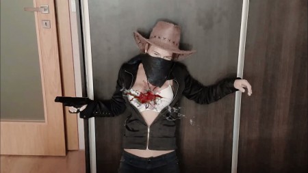 Cowgirl Wanda - Cowgirl Wanda last stand, she is ambushed and shot a lot, will she escape or not? (digital blood effects, flying bullets in slow motion, shot to back, belly and lot of shots to chest, big overkill)
