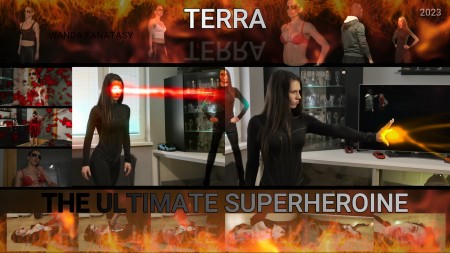 Terra the ultimate superheroine - Terra is from Evil Eye Galaxy. She is daughter of evil emperor Messier and when she tried to save her people by killing her father in sleep she was caught and sentenced to death and thrown to the black hole but the black hole dint kill her but teleport her to our galaxy in year 4000 before the Christ where she rule in ancient Egypt and helped built the pyramids. 

Black ops organization DeadEnd is doing illegal experiments on humans and they developed serum to make "hard to kill agents"
They want to make unstoppable spy who cant die and clone him or her. They are harvesting bio material from every supernatural creatures who they find to help them reach the goal. Few years ago they captured a man Michael who has power to "summon" anyone who he has saw in picture in to "terminating room".

...and here the story begins...Terra is in the "terminating room" facing agent Wanda's clones and male agents of DeadEnd organization.

elements: super-strength, super-speed, bulletproof, no weakness, immortal, invincible, laser-eyes, magic powers, superheroine in peril, superhero, defeated, slow demise, dying agony, death scenes, stealing powers by special stone, power absorbing crystal, belly shot, heart shot, body explosion, chest damaged by laser, body lifting by one hand, neck snap of male agent, body throw by one hand, talking in English, 33+ minutes long short movie, cat-suit, OTK boots, unzipping cat suit