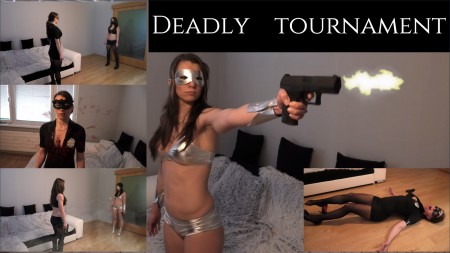 Deadly tournament - There are last 4 standing in our famous \"Deadly tournament\". Who will be the winner?, Supersoldier?, Cowgirl? Police girl? or Titan? It will be decided soon in last 3 duels.

the first duel: Supersoldier vs Police girl

the second duel: Titan vs Cowgirl

The final duel: ???, lets see.

Elements: gun duels, shooting, pistols, 4 outfits, fake blood, bullet wounds, chest shots, 1 belly shot, sniper shot to the heart, digital blood effects, sound effects, long dying agony, talking in english, bulletproof skin, superpower