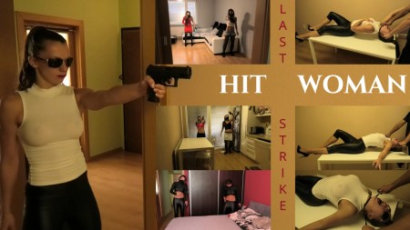 Hit woman - The Hit woman gets her next job. She has to kill group of deadly ninja girls lead by two twins.

The job is no problem for our skilled and ruthless hit woman and in no time its all done.

Soon after she asks for more money but they send an assassin instead. He caught her unguarded and sneaks up to her from behind to hit her so hard that she is just KO-ed.

He decided to kills her by very long and painful garroting method. She is strangling her more than 4 minutes. She even tried to fool him by faking her own death but he continue strangles her until her neck bones break. Then he checks her pulse to be sure and let her body there to root.

elements: shooting, strangling, garroting, digital blood, long suffering by slow strangulation,

no bra, many outfits, high heels, back arching, faking death, overconfident hit woman, ultimate demise, shot down 6 ninja girls