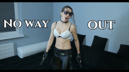 No way out - 4 scenes:

1. Agent is bulletproof but she is knocked out by bullet to the head and she has a weakness her armpit. He stabs her 2 times in her armpit and then let her suffer. (only digital blood)

2. Agent is shot to her left breast and killed. (only digital blood)

3. Agent is shot 3 times in the belly, 1 time in the back and 3 times in the chest and killed. (digital blood + small red dots)

4. Agent is killed by sniper with 3 shots: belly, right breast and heart. (digital blood + small red dots)