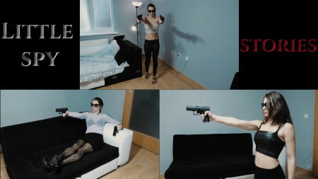 Little spy stories - This is 15 min. long gun fun video.

You can see 8 different spy stories in 3 outfits.

elements: speaking in English, trying fighting back in hopeless situations, never give up, even deadly wounded spy girl keep shooting,  overconfident spy girls, shooting, silencer shooting, sniper shooting, chest shots, belly shots, back shots, digital blood only, emotional reaction and more