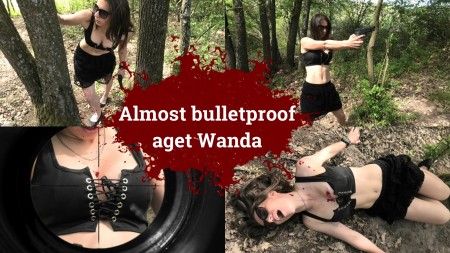 Almost bulletproof agent Wanda - Agent Wanda is bulletproof and with super healing ability. She is chasing two armed females in the forest. She wants them get back alive, but they try shot Wanda. She has to kill them. After they are both dead, she is going back to the camp when suddenly sniper shot her right in the cleavage with high caliber bullet. She is trying to get away but she is too weak and fall down. Sniper grabs her own gun and finish her off with few blank shots to her left boob.