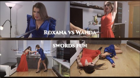 Roxana vs Wanda swords fun - 3 swords fights always with different outcome.

elements: female vs female, swords, katana, stab, stabbing