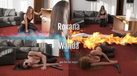 Roxana vs Wanda  gun fun has bugun - New girl is in town, her name is Roxana and she is here to challenge Wanda in "gunfun" duel.

Who will win? Lets see...

elements: shot, shooting, gun-fun, spy-girls, fake blood only, 4 death scene, two scenarios, death-stare