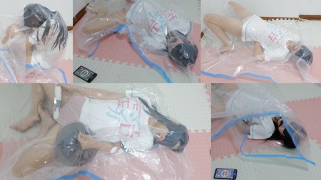 Xiaomeng in Vacuum Bag with Air Bubble - Monthly vacuum bag breathplay again!
Xiaomeng wanted to reach climax in the vacuum bag. However, her record in the vacuum bag is just over 2 minutes which is too short for a good orgasm. Clever Xiaomeng knew what to do. �Let me bring in some spare air�, she said. Spare air? What�s that� Blindfolded, Xiaomeng lay down inside the vacuum bag, a vibrator in her right hand and� a bulging empty plastic bag in her left hand� all right, that is the spare air she meant. After sucking out the air in the vacuum bag, the bulging plastic bag looks like an air bubble in the vacuum. Xiaomeng began to enjoy the touch of the vibrator. As both the excitement and the lack of oxygen increased, Xiaomeng was moaning more and more rapidly. After about 2.5 minutes, Xiaomeng released the fresh air in the bubble. Her time was extended for sure, but not as long as expected, since the fresh air was immediately mixed with the residue low-O2 and high-CO2 air in the vacuum bag and became half stale. Or should I say, for us this is actually better than expected to watch? Anyway, Xiaomeng quickly re-entered the gasping status and was finally release by me more than 4 minutes after vacuumed.
This idea is new and unique I think, and the setup still need to be improved. I will make the implementation better next time.
After that we went for the regular vacuum bag breathplay. Twice in sitting and three times in supine positions, each time she was pushed until she was creaming loudly. Finally She put on a ball gag and I started two more rounds of countdown games. What Xiaomeng didn�t know was that I had no plan to release her right after the countdown ended. How would she react when she heard the countdown bell but found herself still sealed in the vacuum bag?