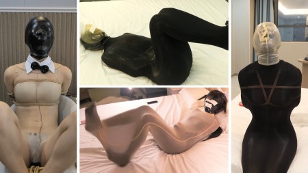 Xiaomeng Nylon Encased and Hooded Breathplay - This is a compilation of four sessions with similar topics: cosplay, rope bondage, pantyhose and nylon encasement, vibrators, various latex hoods and taped breathing holes. Wow, with these keywords I believe I have described this video very well already, so thats the end of my task. This is an easy task for me, but not easy to Xiaomeng at all. There were a lot of controlled breath, struggling, squirming, screaming, and (most importantly to Xiaomeng) multiple orgasms!