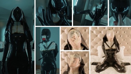 Xiaomeng Becomes Latex Nun - Xiaomeng has received a new costume, a latex nun suit. She is fully covered by latex from head to toe. Her facial features are hidden underneath the micro-perforated hood, and her black-and-white uniform are shining in the dark room.
The sister puts on a gas mask connected with a 2L rebreather bag over her latex head. A valve is connected to the rebreather bag for controlling her breath. Even when the valve is fully open, the air flow is still narrowed. Xiaomeng feels so hot and starts to massage herself using a magic wand.
Later, her arms are bound behind her back by an armbinder, and her hood is changed to a condom hood with only two small nostril holes. The magic wand is still doing its job while her breath is blocked frequently by a piece of tape.
Now she takes off the tight condom hood and wears a blindfold and a transparent latex hood. The hood has a small air pocket but has no holes. She is sitting on the magic wand and enjoying both the vibration and the feeling from rebreathing stale air.
How many strong orgasms has Xiaomeng reached in total?